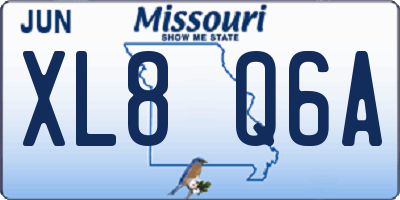 MO license plate XL8Q6A