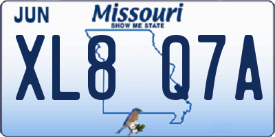 MO license plate XL8Q7A