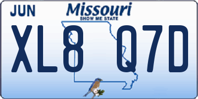 MO license plate XL8Q7D