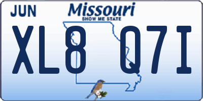 MO license plate XL8Q7I