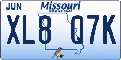 MO license plate XL8Q7K