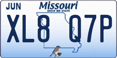 MO license plate XL8Q7P