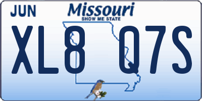 MO license plate XL8Q7S