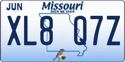 MO license plate XL8Q7Z