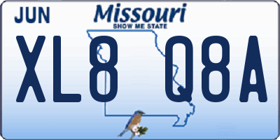 MO license plate XL8Q8A