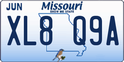 MO license plate XL8Q9A