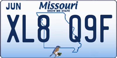 MO license plate XL8Q9F