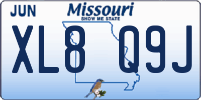 MO license plate XL8Q9J