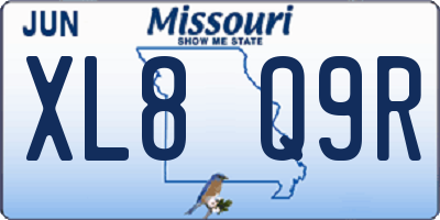 MO license plate XL8Q9R