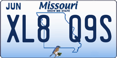 MO license plate XL8Q9S
