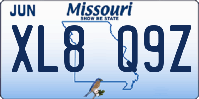 MO license plate XL8Q9Z