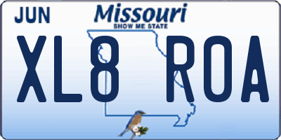 MO license plate XL8R0A