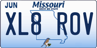 MO license plate XL8R0V
