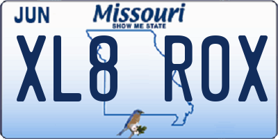 MO license plate XL8R0X