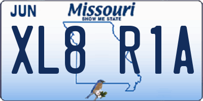 MO license plate XL8R1A