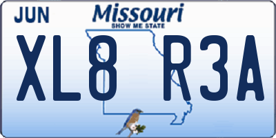 MO license plate XL8R3A