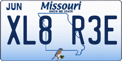 MO license plate XL8R3E