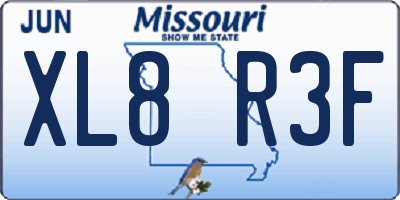 MO license plate XL8R3F