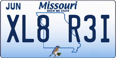 MO license plate XL8R3I