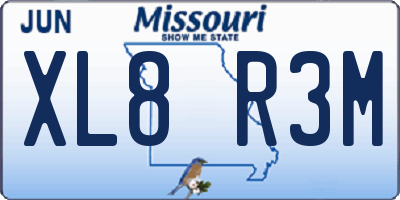 MO license plate XL8R3M