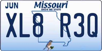MO license plate XL8R3Q