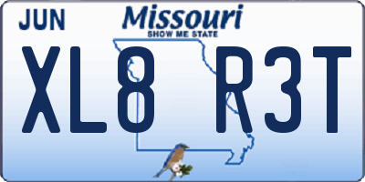MO license plate XL8R3T
