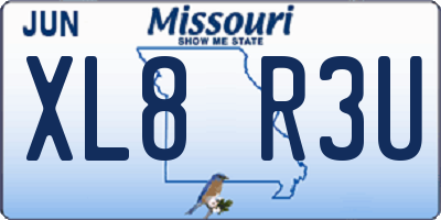 MO license plate XL8R3U