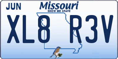 MO license plate XL8R3V