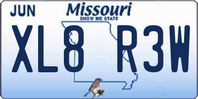 MO license plate XL8R3W