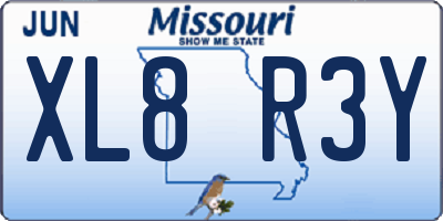 MO license plate XL8R3Y