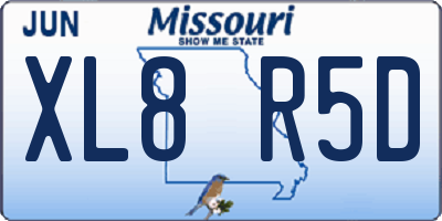 MO license plate XL8R5D