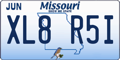 MO license plate XL8R5I
