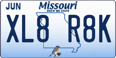 MO license plate XL8R8K