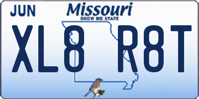 MO license plate XL8R8T