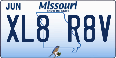 MO license plate XL8R8V