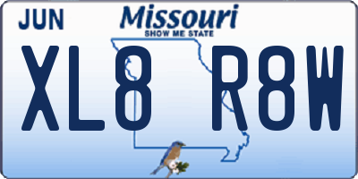 MO license plate XL8R8W