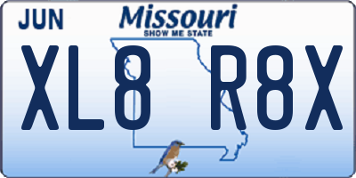 MO license plate XL8R8X