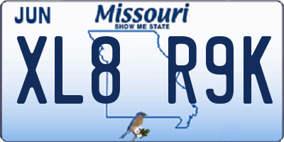 MO license plate XL8R9K