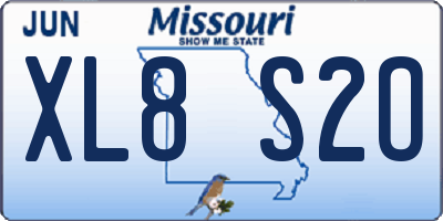 MO license plate XL8S2O
