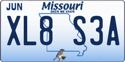 MO license plate XL8S3A