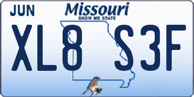 MO license plate XL8S3F