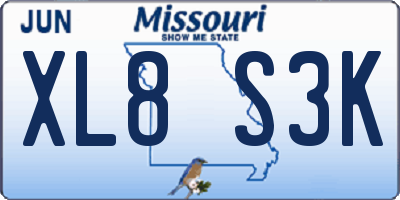 MO license plate XL8S3K