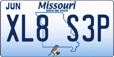 MO license plate XL8S3P