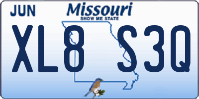 MO license plate XL8S3Q