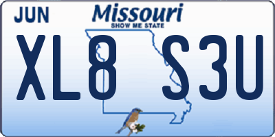 MO license plate XL8S3U