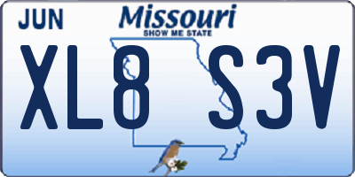 MO license plate XL8S3V