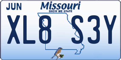 MO license plate XL8S3Y