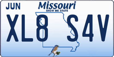 MO license plate XL8S4V