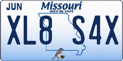 MO license plate XL8S4X