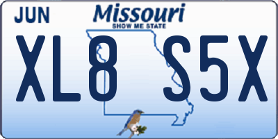 MO license plate XL8S5X